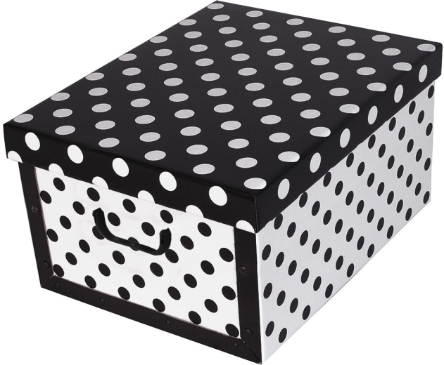 Kartonikowa pudełko do przechowywania MAXI z czarnymi kropkami