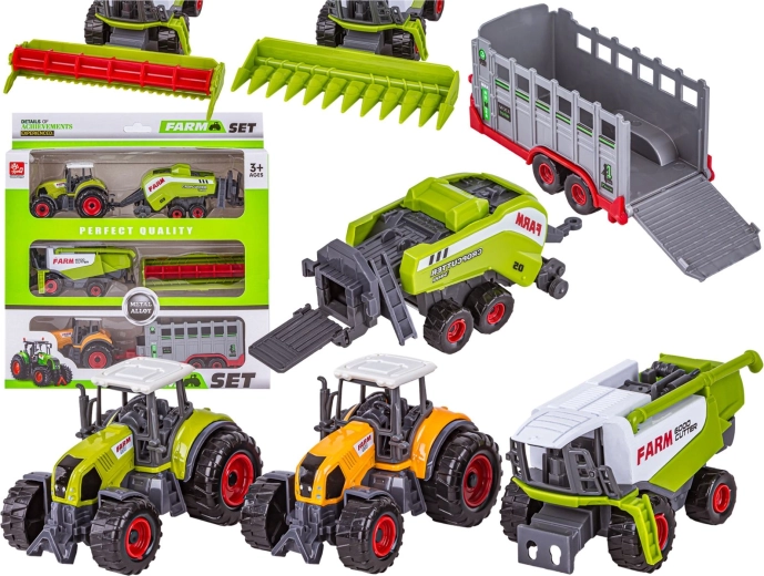 Zestaw maszyn rolniczych farma – 2× traktor i kombajn (3 szt.)