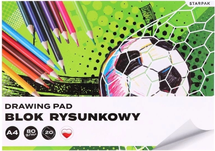 Blok rysunkowy piłka nożna A4, 20 kartek