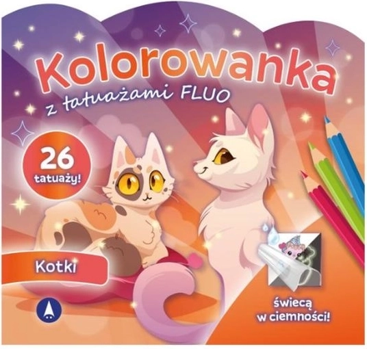 Fluo kolorowanki z tatuażami Kotki
