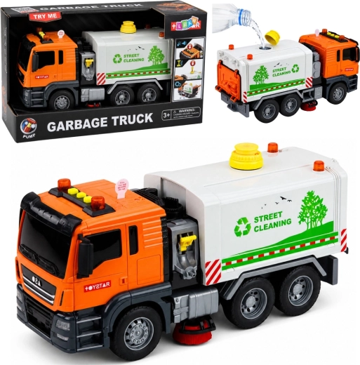 Garbage Truck – dziecięca uliczna zamiatarka-cysterna ze spryskiwaniem wody, światłami i dźwiękami