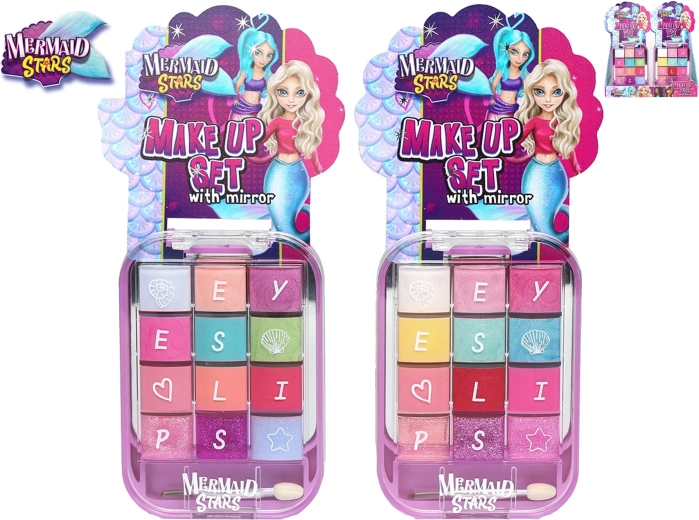 Dziecięca paletka do makijażu z lusterkiem Mermaid Stars
