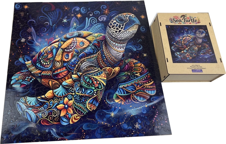 Drewniane puzzle – żółw morski