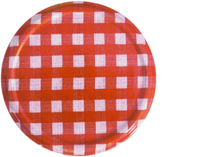 Wieczko do słoików 66 mm w serduszka – czerwonobiała kratka