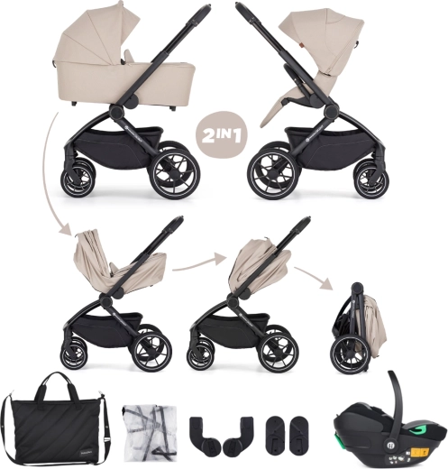 Petite&Mars wózek wielofunkcyjny Scout 3w1 soft mousse z fotelikiem samochodowym Core Pro i-Size