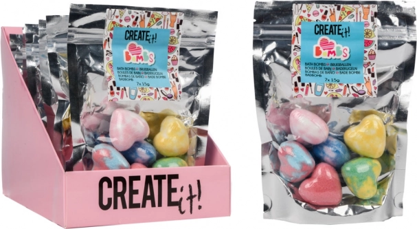 Musujące bomby do kąpieli serduszka 7 szt.