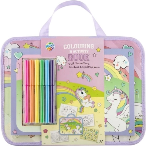 CCG kolorowanki z aktywnościami i naklejkami w podróżnym etui (6 flamastrów)