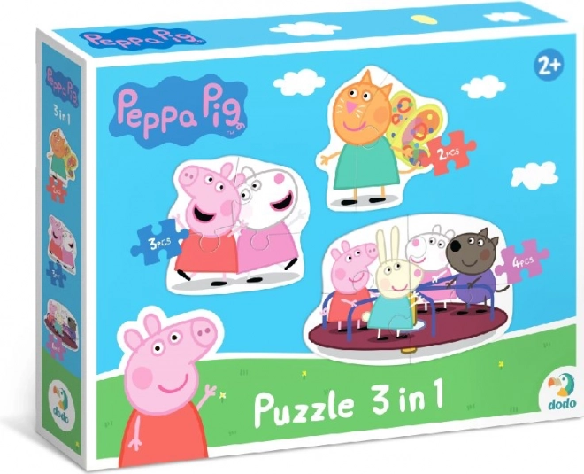 Puzzle Świnka Peppa – przyjaciele 3w1 (2, 3 i 4 elementy)