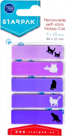 Indeksowe zakładki z kotem 4,4 × 1,2 cm (5 wzorów) - 1 opakowanie