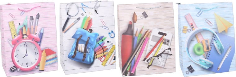 Papierowa torba prezentowa L 31 × 40 × 12 cm – motyw szkolny, dla dzieci