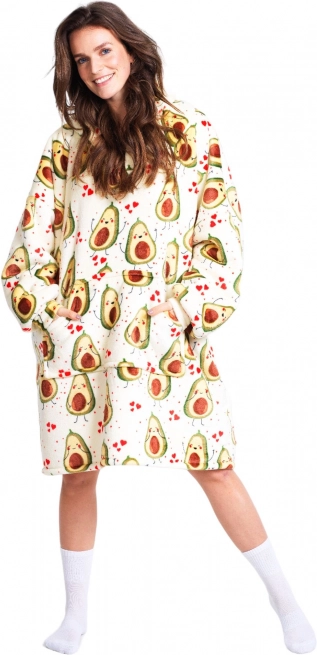 Cozy Noxxiez przytulny, ogrzewający koc-bluza z kapturem Awokado