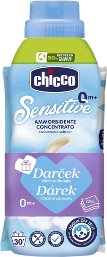 Chicco płyn do płukania Baby Sensitive Słodki puder 750 ml + chusteczki nawilżane 72 szt. gratis