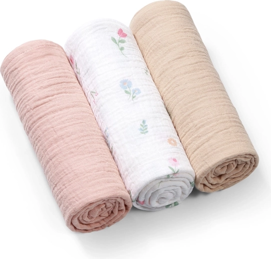 BabyOno pieluszki muślinowe Super Soft różowe 70 × 70 cm (3 szt.)