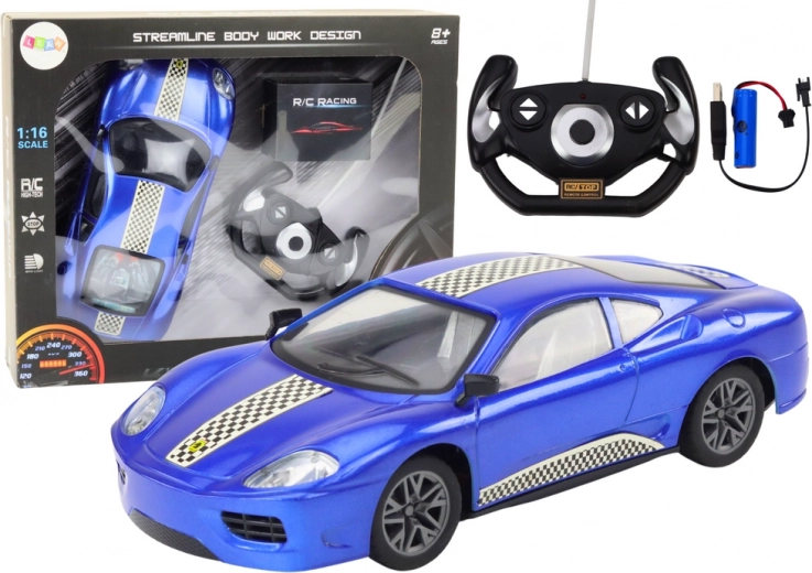 RC auto zdalnie sterowane 1:16, światła, niebieskie