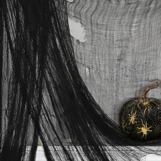 Halloweenowa czarna dekoracyjna zasłona tekstylna 180 × 75 cm