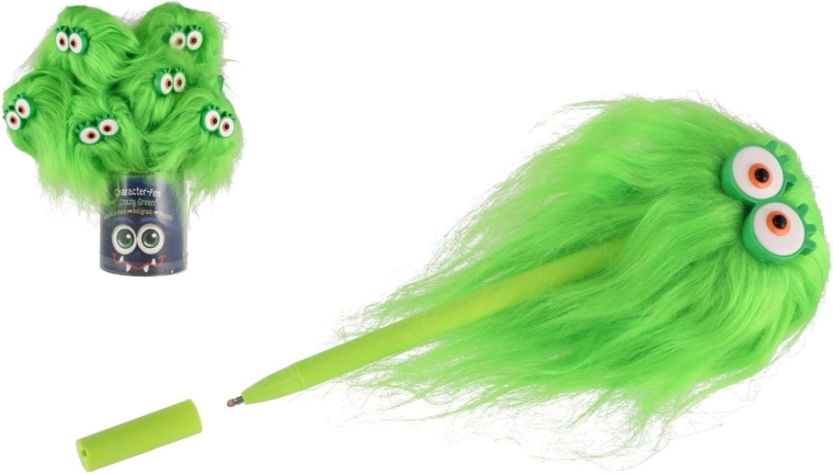 Długopis z oczami i włochatą fryzurą Herbs Crazy Green - 1 sztuka