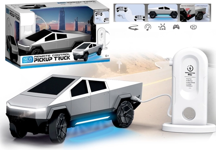 Futurystyczny samochód RC ze stacją ładowania