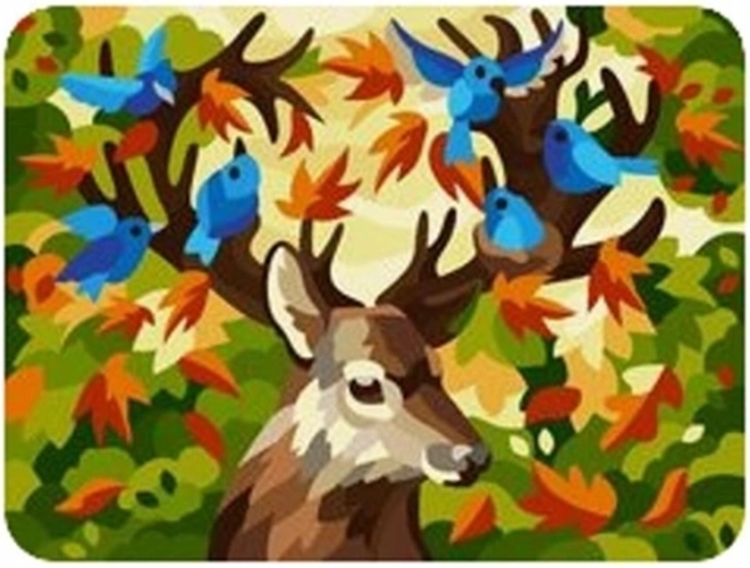 Norimpex Malowanie po numerach Jeleń z ptaszkami 40 × 50 cm