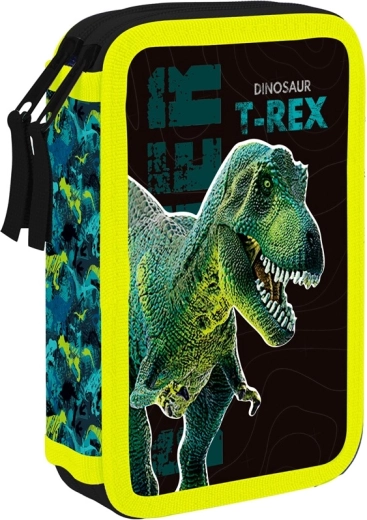 Dwupoziomowy szkolny piórnik Premium Dinozaur