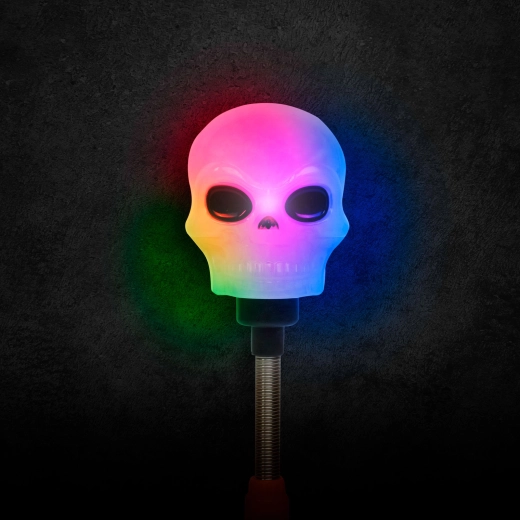 Halloweenowa lampa LED z czaszką na sprężynie