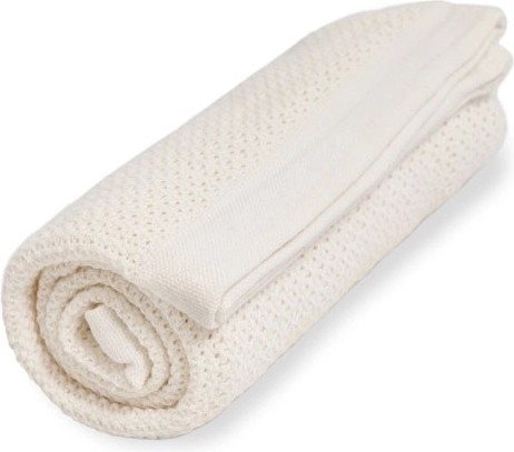 Vinter & Bloom kocyk z organicznej bawełny Soft Grid Pearl White