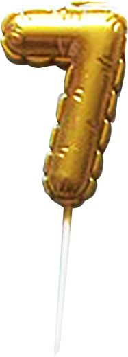 Złota świeczka tortowa cyfra 7 na patyczku 6 cm