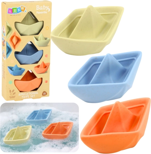 Zestaw gumowych łódeczek do kąpieli dla niemowląt, pastelowe, 3 szt.
