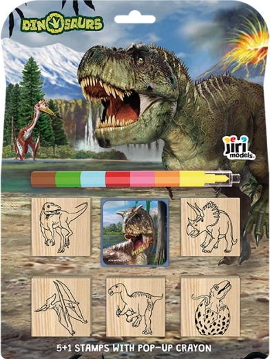 Pieczątki 5+1 z kredką woskową Dinozaury