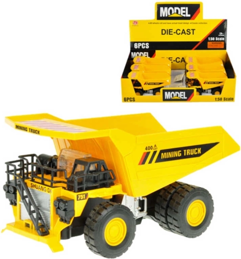 Metalowy model wywrotki z napędem wstecznym, światłem i dźwiękiem 16 cm (1:50) - 1 sztuka