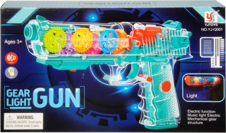Przezroczysty pistolet ze światłem i dźwiękiem