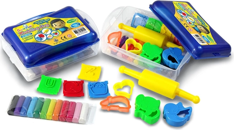 Kreatywna plastelina 12 kolorów z akcesoriami w pudełku