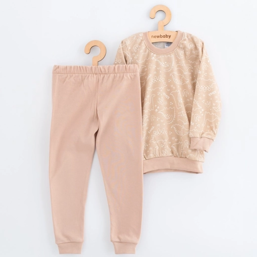 Dziecięca bawełniana piżama New Baby beżowa dino