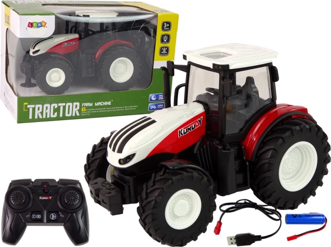 Zdalnie sterowany traktor 1:24 czerwono-biały Farma