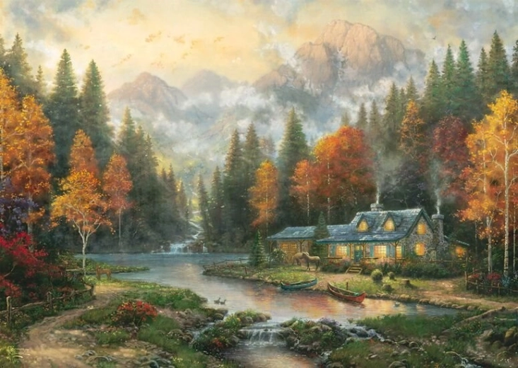 Puzzle Jesienny wieczór nad jeziorem 1000 elementów