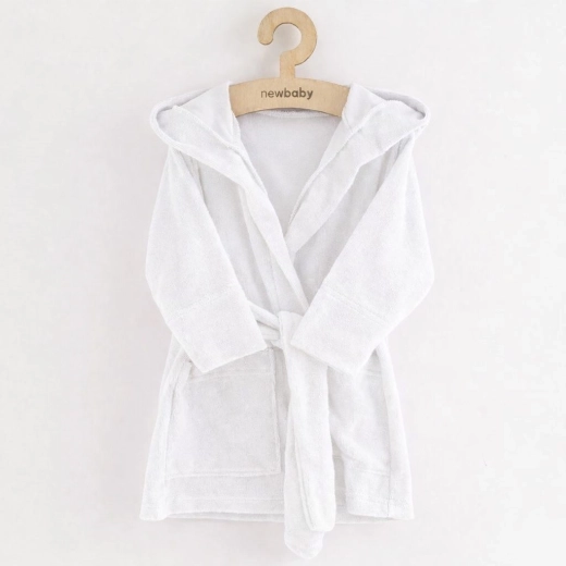 Dziecięcy szlafrok frotte z kapturem New Baby, biały