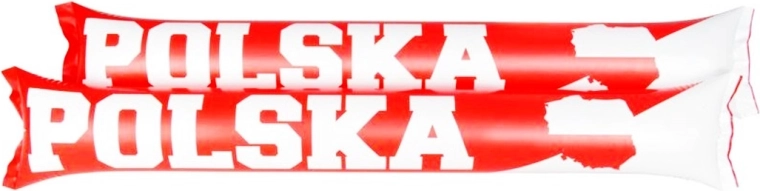 Nadmuchiwane pałki kibica biało‑czerwone – 2 szt.