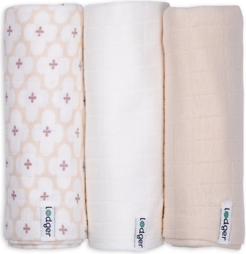 Bawełniane muślinowe pieluszki Lodger Swaddler solid matcha powder, 70 × 70 cm (3 szt.)