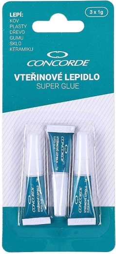 Klej sekundowy CONCORDE 3×1 g – uniwersalny, szybkoschnący klej