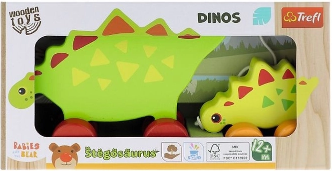 Trefl drewniana zabawka do ciągnięcia dinozaury stegozaur