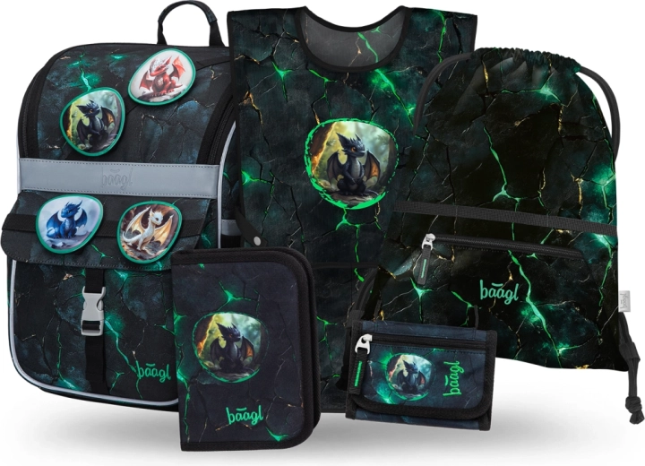 Baagl szkolny zestaw Zippy Smoki – tornister, piórnik, worek, fartuszek i portfelik