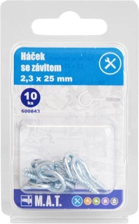 Hak z gwintem 25 × 2,3 mm, ocynkowany (10 szt.)