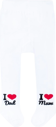 bawełniane rajstopy New Baby białe I Love Mum and Dad