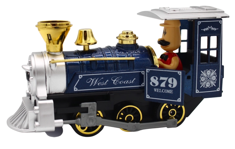 Metalowa lokomotywa ze światłem i dźwiękiem, 15 cm