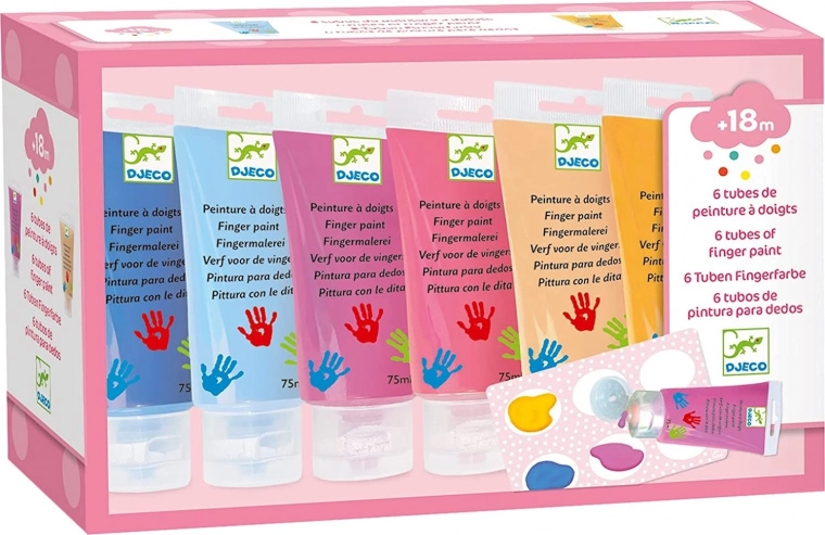 DJECO Farby do malowania palcami w tubkach 6x75 ml