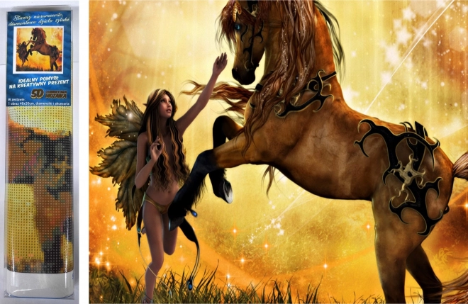 Diamentowe malowanie ujarzmianie konia 30 × 40 cm
