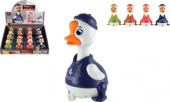 Kaczka na napęd bezwładnościowy 9 cm – naciśnij i jedź, 4 kolory, plastik