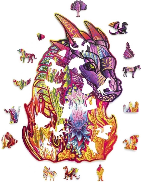 drewniane puzzle smok