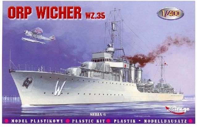 Mirage Hobby model do sklejania niszczyciela ORP Wicher 1:400