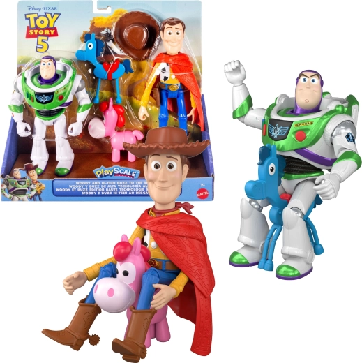 Mattel Disney Pixar Toy Story 5 zestaw figurek Woody i Buzz Astral Hi‑Tech + 2 kucyki