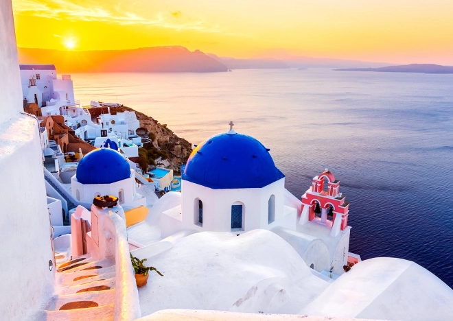 Enjoy Puzzle – wschód słońca nad Santorini, Grecja (1000 elementów)